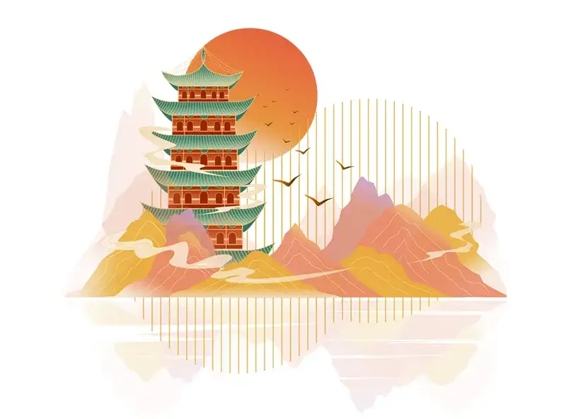 【手绘山峰】国风 山川 江河 素材 psd文件 54组