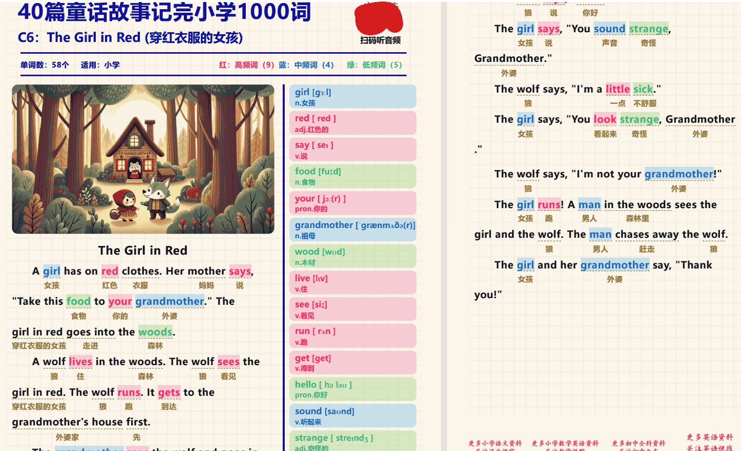 40篇童话故事记完小学1000核心词汇 MP3/PDF 101MB