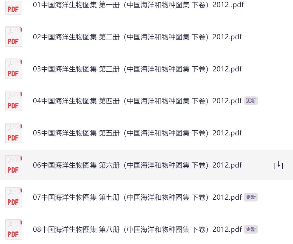 中国海洋生物图集 合集 全八册(中国海洋和物种图集 下卷)2012 pdf 920.7mb