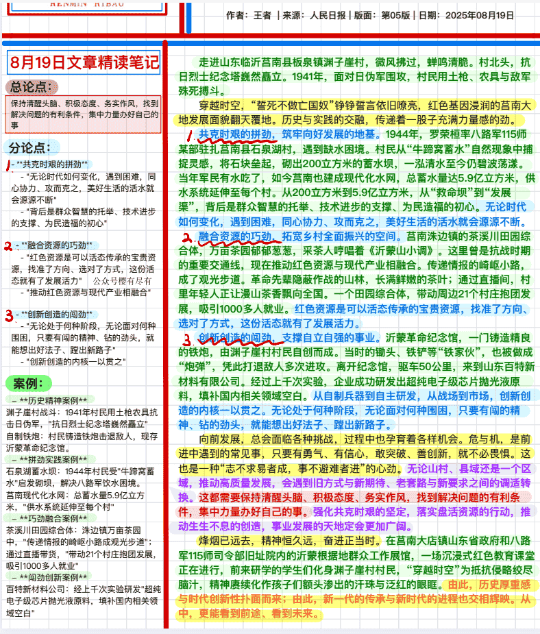 人民日报每日精读(笔记+思维导图版)PDF50.2MB